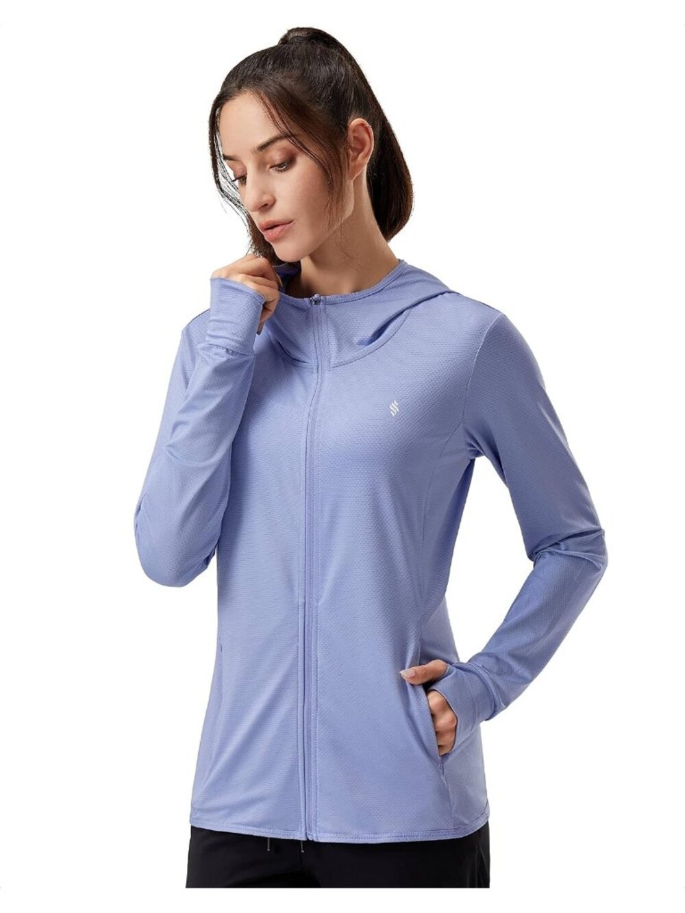 Women H-proven Hoodie Thumbhole Long Sleeve Inner Pockets Full ZIP Jacket